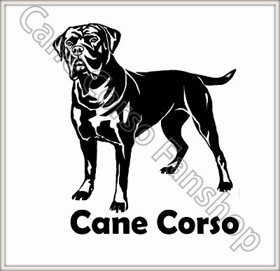 Aufkleber Cane Corso stehend mit Schriftzug "Cane Corso" Klein
