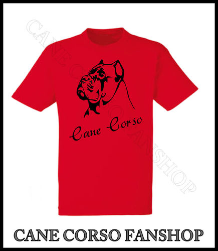 T-Shirt Cane Corso Kopf kupiert Größe: L rot